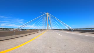 Riding Harley Road Glide Across the Mississippi River on the Clark Bridge at Alton, IL-4K