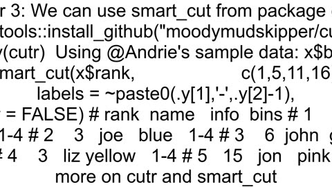 Create binned values of a numeric column