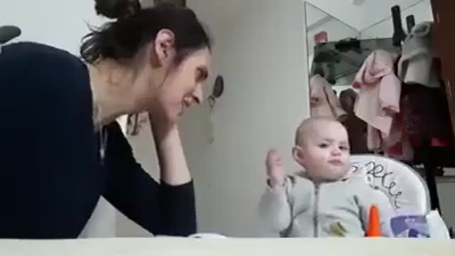 Cute baby talking to her mother so good :))))