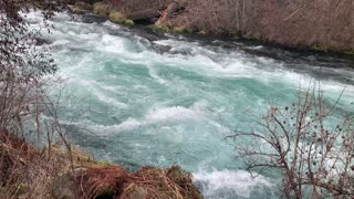 Arriving at the Turquoise White Water Rapids Section – Metolius River – Central Oregon