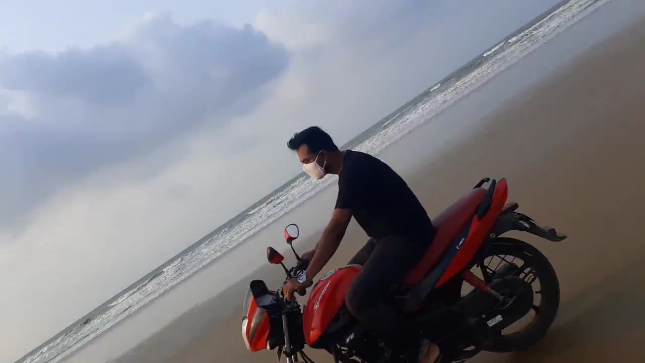 Riding on a empty beach