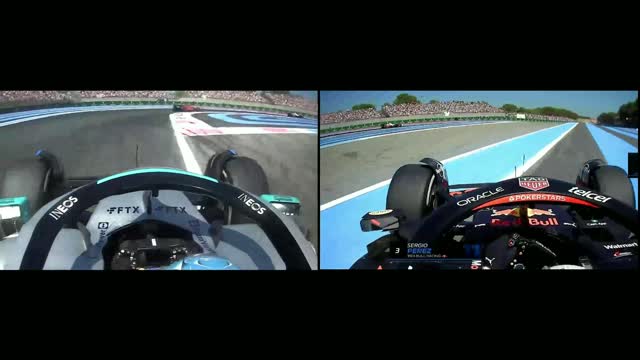 George Russell vs Sergio Perez (touch) @ F1 2022 French Grand Prix Paul Ricard