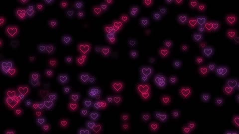 156. Flying Heart💜💖Heart Background Neon Light Love Heart Background Video Loop