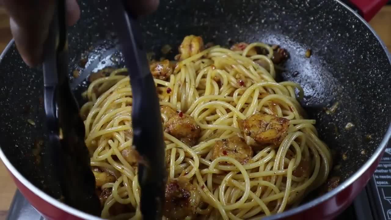 Butter Garlic Shrimp Pasta, Seafood meal, Dinner, Delicious, Spicy