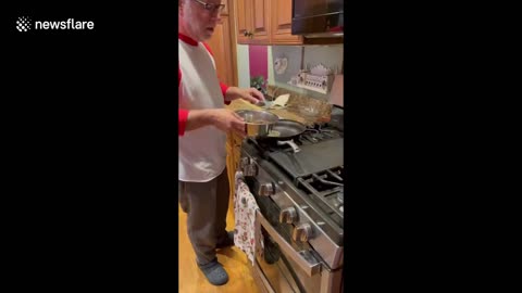 Adorable dad from Barrington, Illinois has weekly tradition of eating eggs with his dog