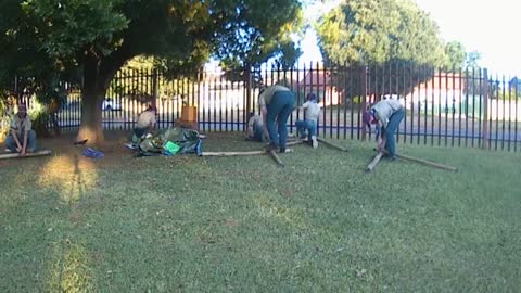 Scouts setting up shelters time lapse