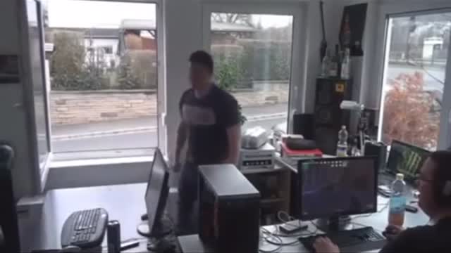 Angry guy crashed a PC
