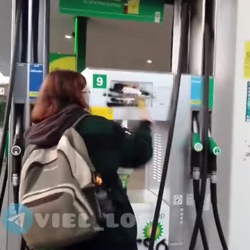 Socialist activists destroying gas station