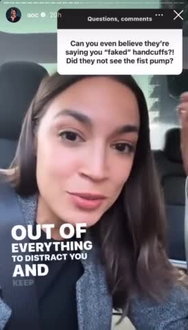 AOC on pretending to be handcuffed!!