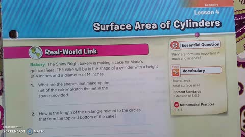 Gr 8 - Ch 8 - Lesson 4 - Surface Area of Cylinders