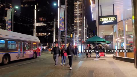 4K HDR VANCOUVER CANADA NIGHT WALK