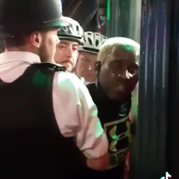 Allegedly, this miscreant attacked and hurt a woman. While he’s being arrested,