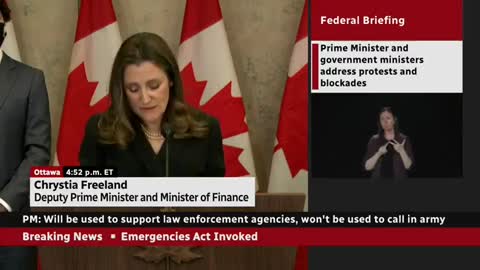 Canada's Chrystia Freeland on Freedom Convoy crowdfunding
