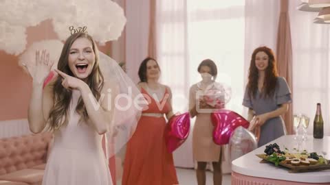 Happy Bachelor Girl Showing Her Engagement Ring To The Camera