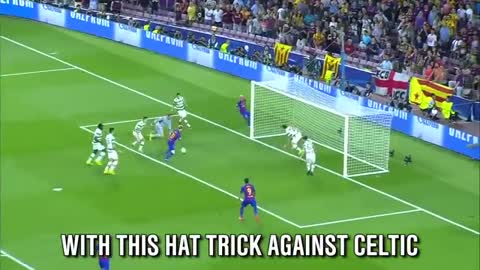 Leo Messi scores a hat trick in his first UCL game