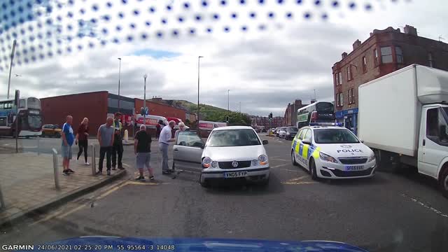 Police in Edinburgh Scotland Chase A Man Involved In A Hit And Run