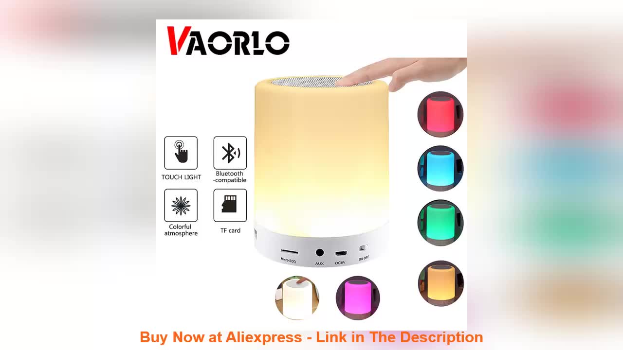 ⭐️ Portable Smart Touch Wireless Bluetooth Speaker Player LED Colorful Night Light Bedside Table