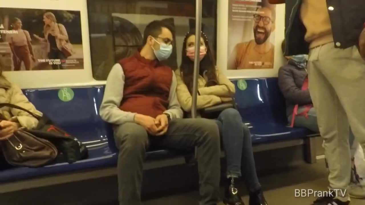 Prank in train big 🍆 Infront of girls
