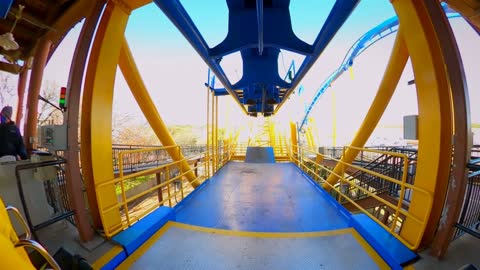 Goliath horizon leveled front seat on ride POV Six Flags Fiesta Texas