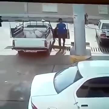 Car blast at a gas station