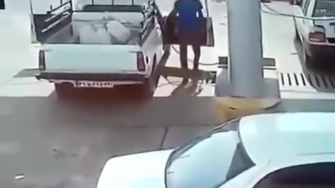 Car blast at a gas station