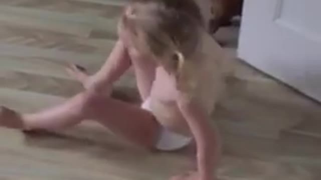 Little girl licks her feet to 'moonwalk' better