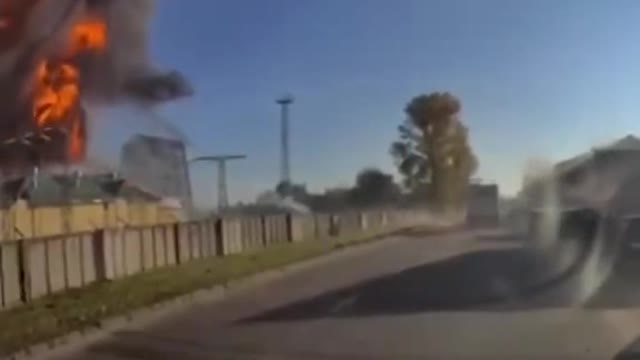 Dashcam footage shows the moment a missile hit a Lviv power station.