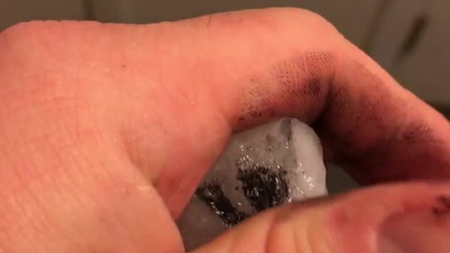 The snow burns and smells like plastic