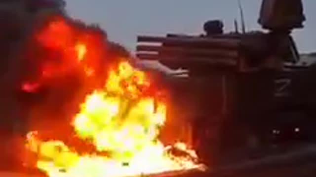 Russian Tank "Panther" on fire in Kharkiv- Ukraine