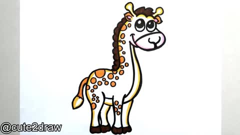 HOW TO DRAW A CUTE GIRAFFE | How To Draw And Color A Cute Giraffe 🦒