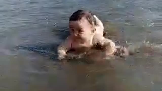 Baby swimming sea || kide funny video || cut baby swimming sea
