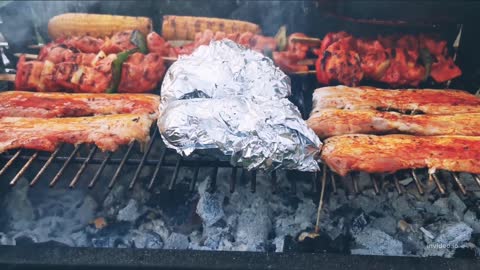 Roasted Different Kinds of Meat And Viggies