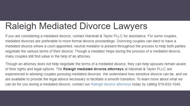 Raleigh Mediated Divorce Lawyers