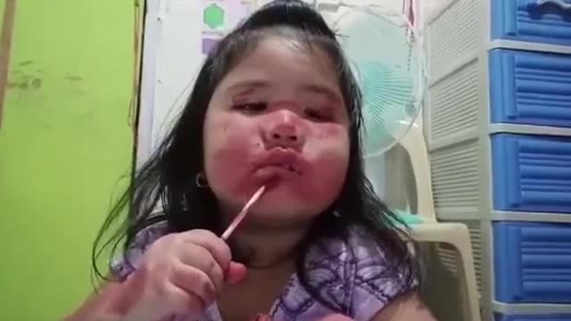 Baby funny make-up fail