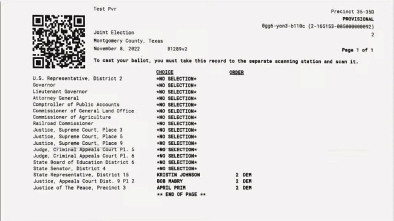 Bar Codes and QR Codes on Ballots