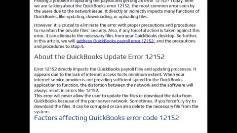 How to Troubleshoot QuickBooks Payroll Update Error 12152?
