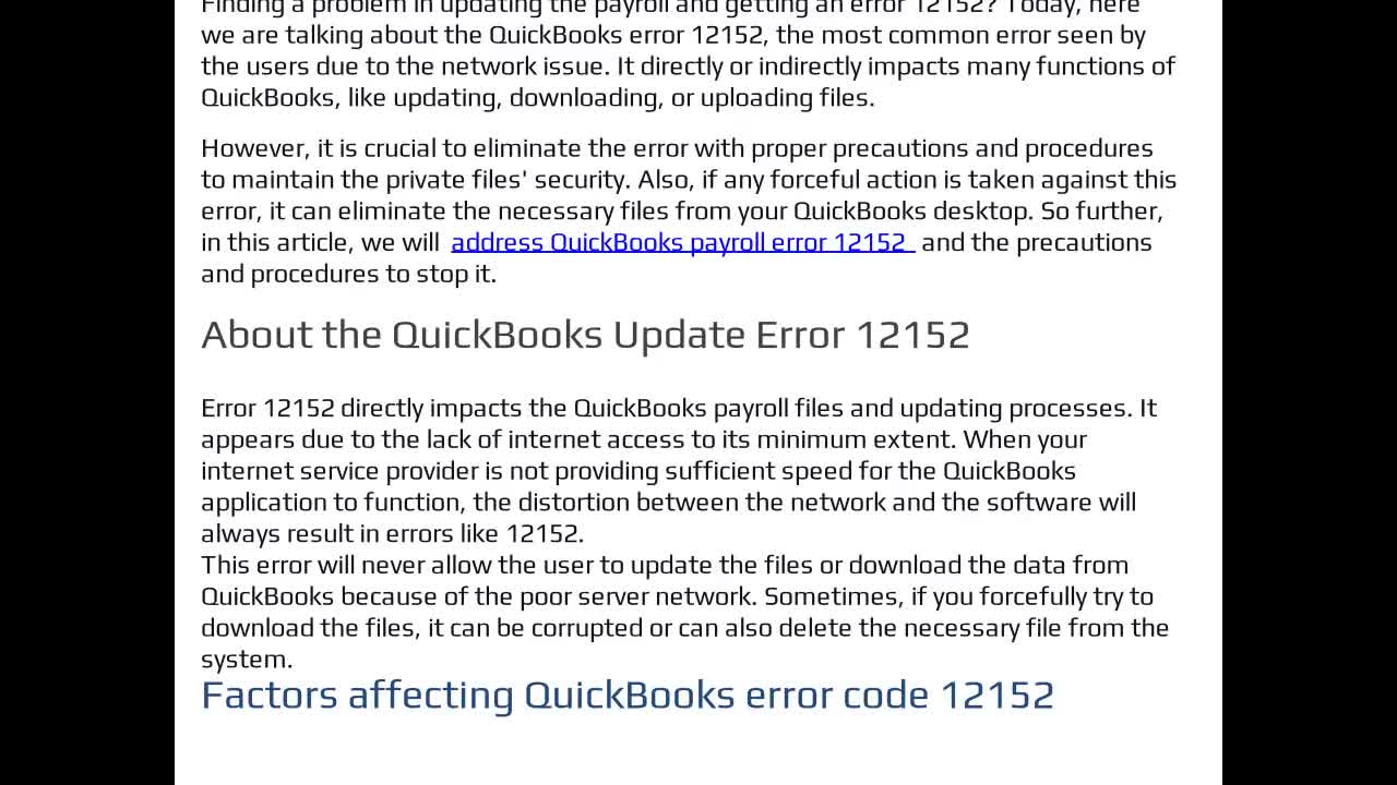 How to Troubleshoot QuickBooks Payroll Update Error 12152?