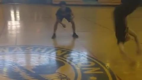School gym front flip slam