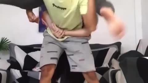 Man lifts up a girl for a surprise ending
