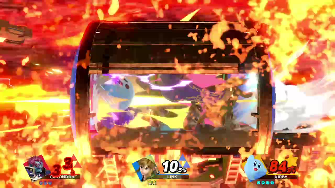 Ganondorf Vs Link Vs Kirby on Norfair (Super Smash Bros Ultimate)