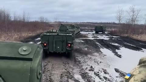 A Ukrainian Armored Assault Group Moving Towards the Front