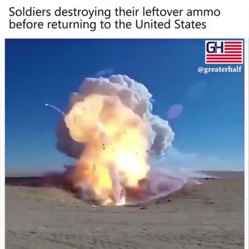 Soldiers destroying their leftover ammo before returning to the US