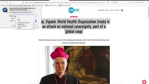 Archbishop VIGANO W.H.O Being nasty to our world