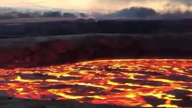 Volcanic eruptions floating like water canal Hawaii