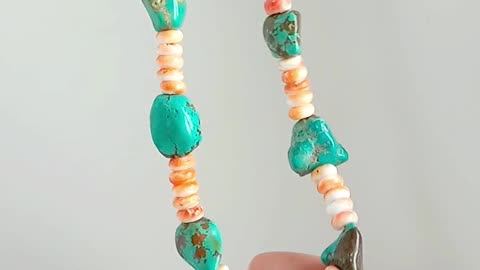 Free-shape Natural turquoise Orange spiny oyster handmade necklace for making Jewelry Gift