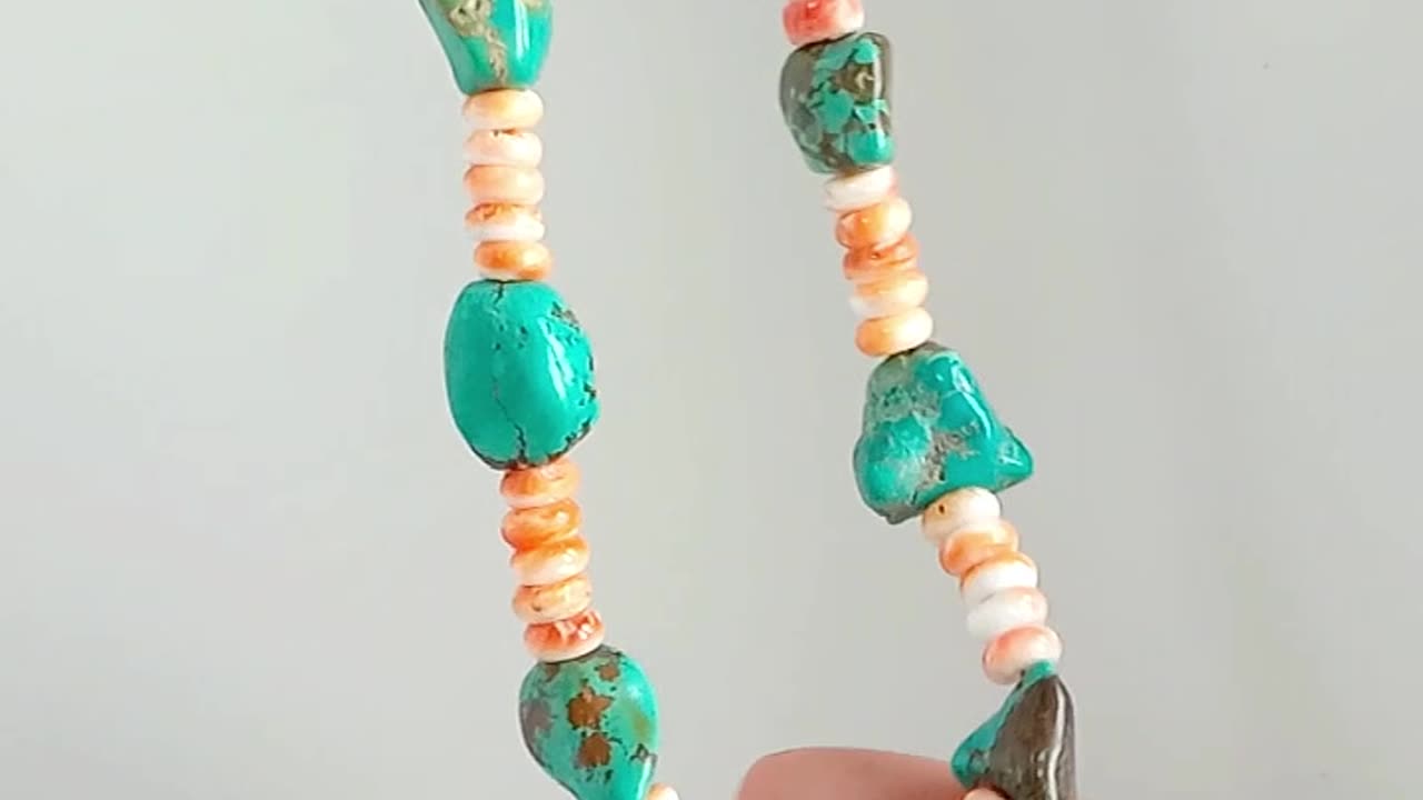 Free-shape Natural turquoise Orange spiny oyster handmade necklace for making Jewelry Gift