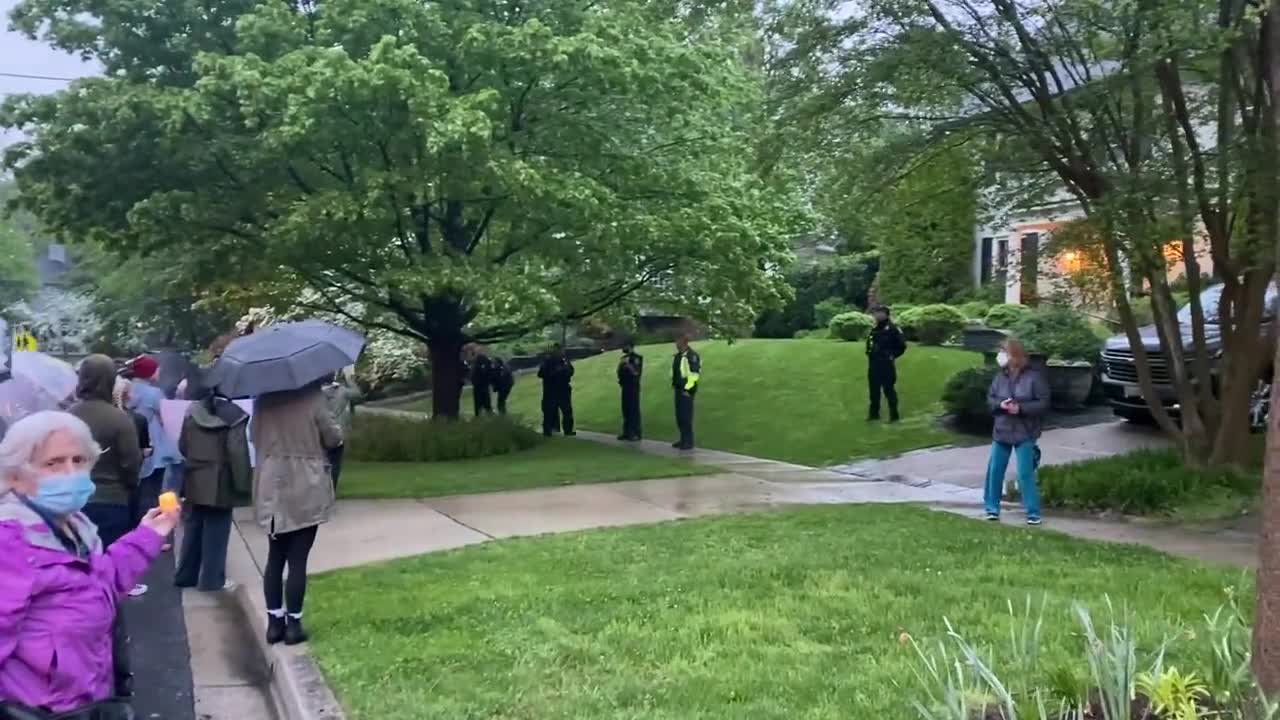 Pro-abortionists in front of Chief Justice Roberts’ home chanting, “the whole world is watching!”