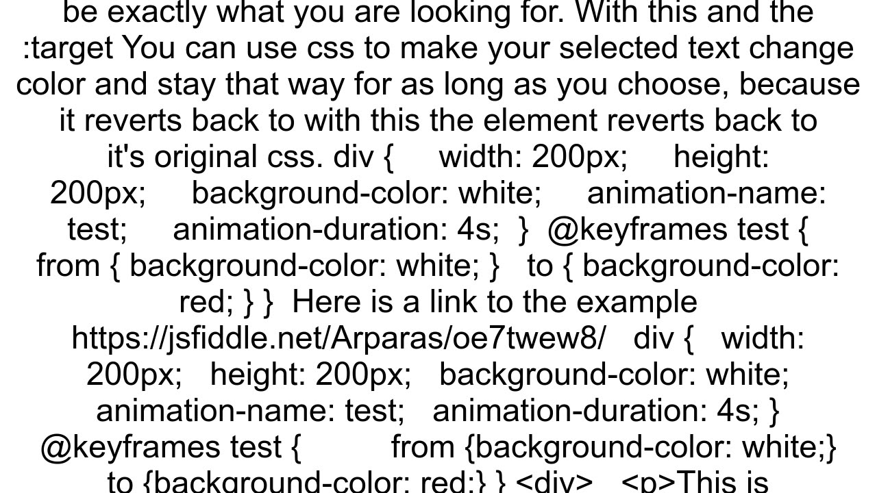 How do I highlight an html element for a few seconds with just htmlcss