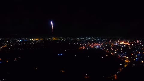 City fireworks scenery