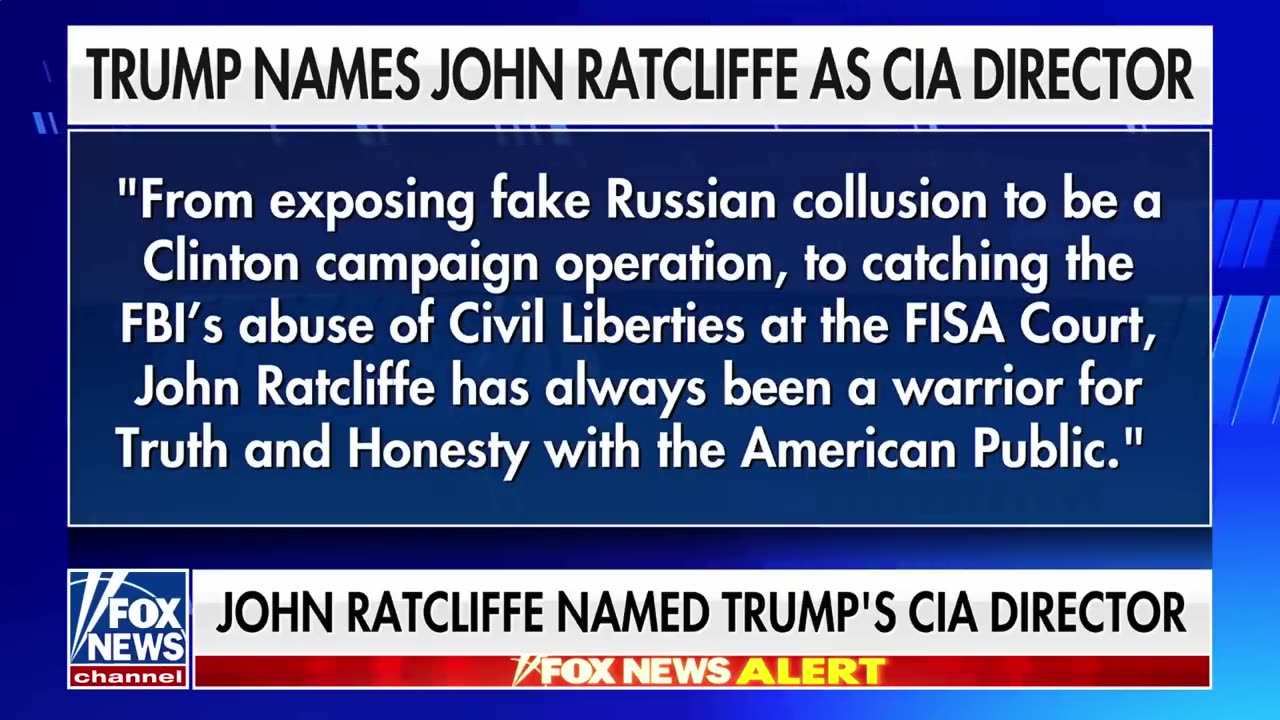 BREAKING NEWS Trump taps John Ratcliffe for CIA director